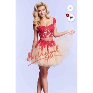 Mac Duggal Women's Two Piece Prom Dress Size 0 Style Code 10016B Red